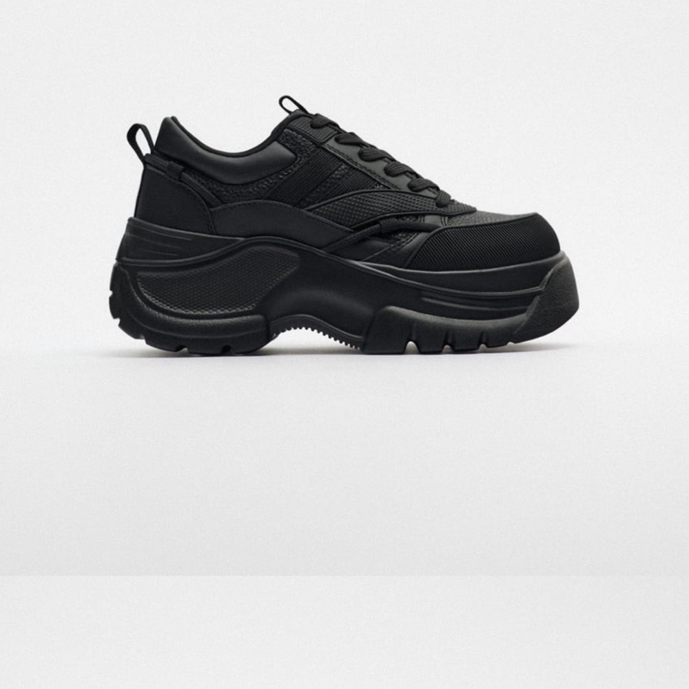 ZARA CHUNKY SOLE ATHLETIC SNEAKERS BLACK SZ US 9